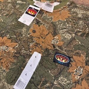 Rasco FR Shirt Mens Large Green Camo Camouflage Long Sleeve Henley Pocket